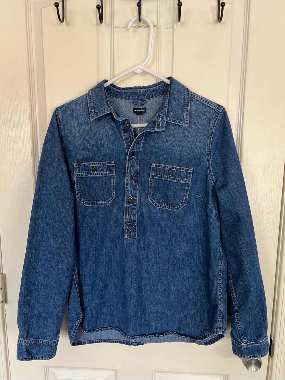 J.Crew Jeans Chambray Popover Shirt Medium 100% Cotton Denim Utility Top - Picture 9 of 14